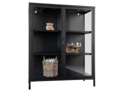 ebuy24 Brisbane Vitrinenschrank Höhe 1015 cm Schwarz
