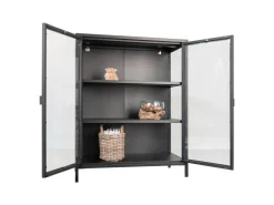 ebuy24 Brisbane Vitrinenschrank Höhe 1015 cm Schwarz
