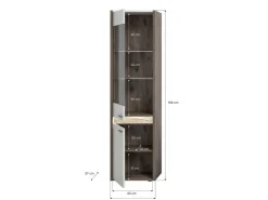 ebuy24 Falcona Vitrinenschrank 2 Türen inkl LED Beleuchtung Hellgrau