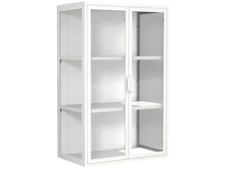 ebuy24 FlokasVL Vitrinenschrank Wandhängend 2 Türen Weiß