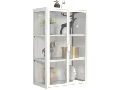 ebuy24 FlokasVL Vitrinenschrank Wandhängend 2 Türen Weiß