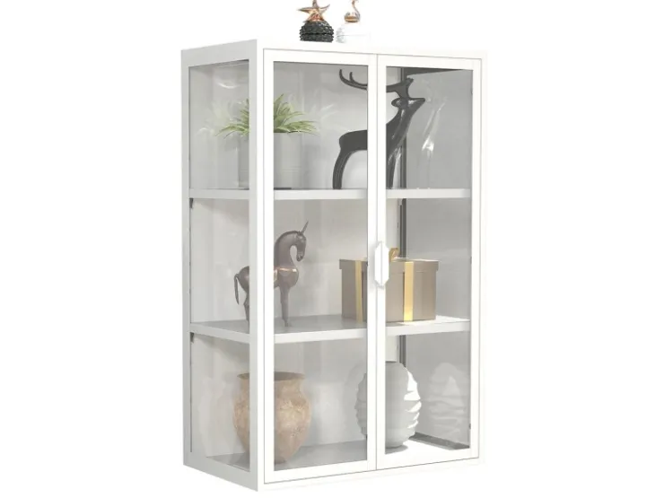 ebuy24 FlokasVL Vitrinenschrank Wandhängend 2 Türen Weiß