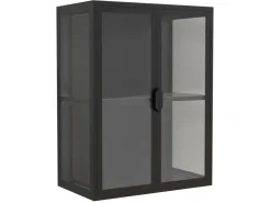 ebuy24 FlokasVM Vitrinenschrank Wandhängend 2 Türen Schwarz* Vitrinen