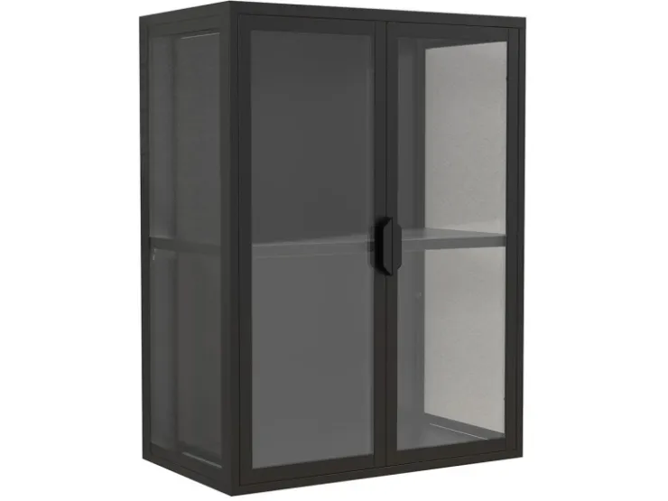 ebuy24 FlokasVM Vitrinenschrank Wandhängend 2 Türen Schwarz* Vitrinen