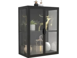 ebuy24 FlokasVM Vitrinenschrank Wandhängend 2 Türen Schwarz* Vitrinen
