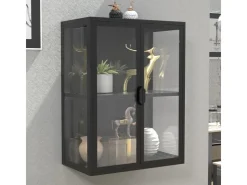 ebuy24 FlokasVM Vitrinenschrank Wandhängend 2 Türen Schwarz* Vitrinen