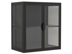 ebuy24 FlokasVS Vitrinenschrank Wandhängend 2 Türen Schwarz* Vitrinen