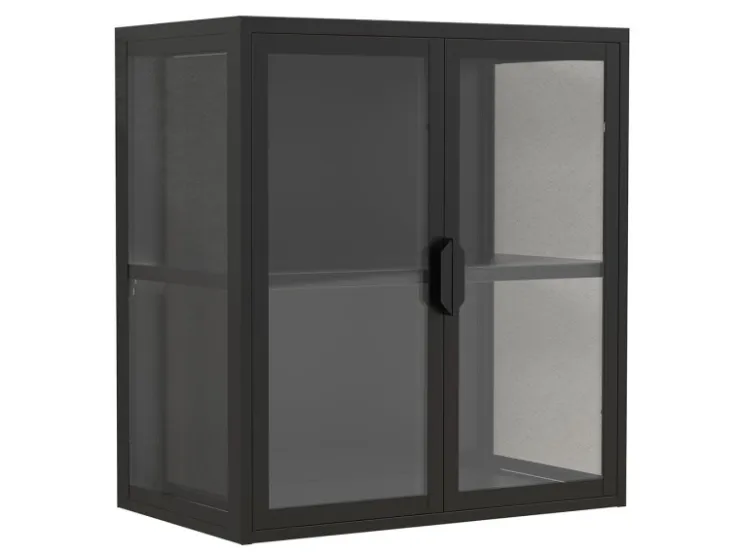 ebuy24 FlokasVS Vitrinenschrank Wandhängend 2 Türen Schwarz* Vitrinen