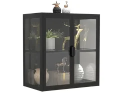 ebuy24 FlokasVS Vitrinenschrank Wandhängend 2 Türen Schwarz* Vitrinen