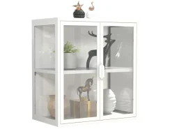 ebuy24 FlokasVS Vitrinenschrank Wandhängend 2 Türen Weiß* Vitrinen
