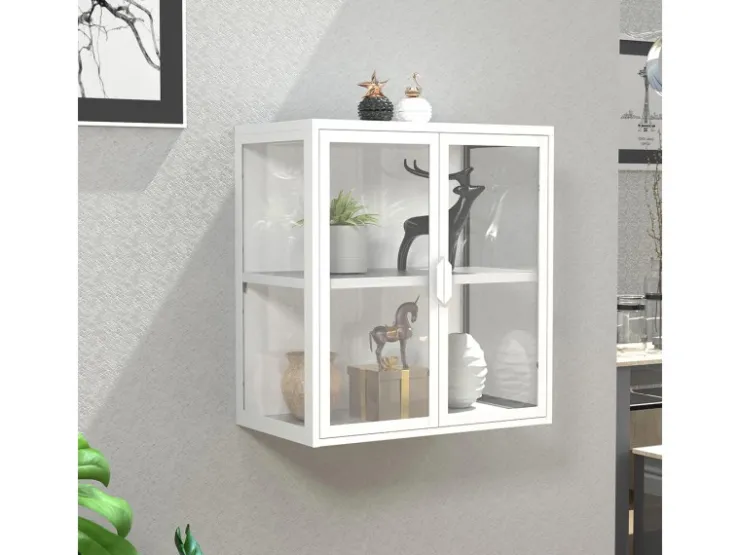 ebuy24 FlokasVS Vitrinenschrank Wandhängend 2 Türen Weiß* Vitrinen