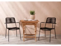 ebuy24 Ghana Gartenset Tisch 2 Stühle Natur Schwarz* Stühle