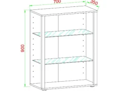 ebuy24 GlasolXL Vitrinenschrank 3 Ablagen Weiß* Vitrinen