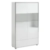 ebuy24 Kenan Vitrine 2 Türen 1 Schublade Weiß Hochglanz Lackiert* Vitrinen