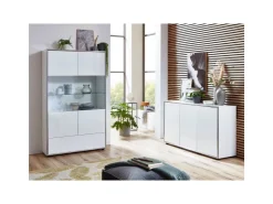 ebuy24 Kenan Vitrine 2 Türen 1 Schublade Weiß Hochglanz Lackiert* Vitrinen