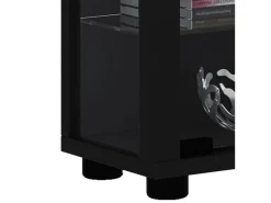 ebuy24 Lumo Mini Vitrinenschrank mit LED-Licht 8 Glasböden Schwarz