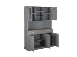ebuy24 Luzerna Vitrinenschrank mit 3+2 Türen und 3 Schubladen Grau Braun* Vitrinen