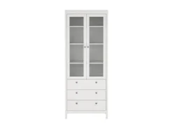 ebuy24 Madrid Vitrinenschrank 2 Glastüren 3 Schubladen Weiß