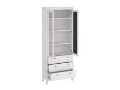 ebuy24 Madrid Vitrinenschrank 2 Glastüren 3 Schubladen Weiß