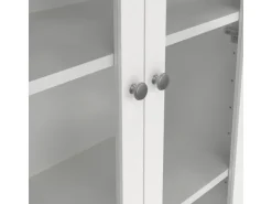 ebuy24 Madrid Vitrinenschrank 2 Glastüren 3 Schubladen Weiß