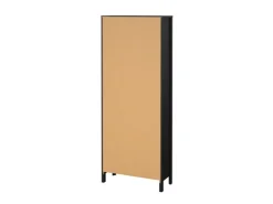 ebuy24 Madrid Vitrinenschrank 2 Glastüren 3 Schubladen Schwarz Matt* Vitrinen