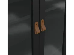 ebuy24 Madrid Vitrinenschrank 2 Glastüren 3 Schubladen Schwarz Matt* Vitrinen