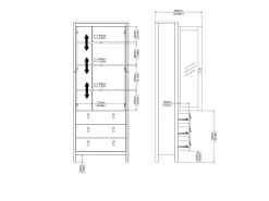 ebuy24 Madrid Vitrinenschrank 2 Glastüren 3 Schubladen Schwarz Matt* Vitrinen
