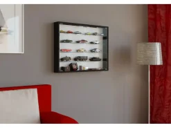 ebuy24 Mandosa L Vitrinenschrank an der Wand Montierte 2 Glastüren Schwarz