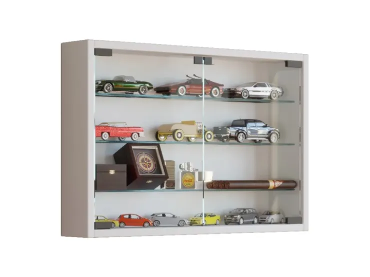 ebuy24 Mandosa M Vitrinenschrank an der Wand Montierte 2 Glastüren Weiß* Vitrinen