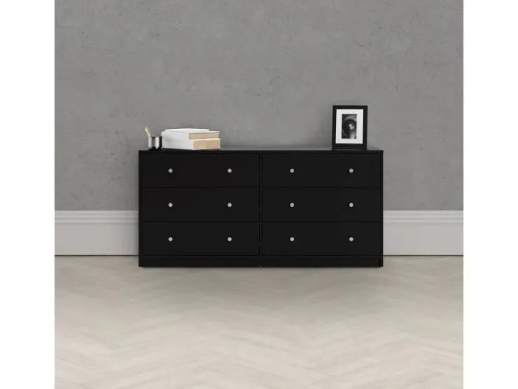 ebuy24 Maria Kommode Breit mit 6 Schubladen Schwarz