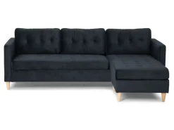 ebuy24 Marino Sofa BA4 Chaiselongue Rechts oder Links Gewendet in Velour Schwarz* Sofas