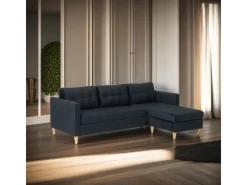 ebuy24 Marino Sofa BA4 Chaiselongue Rechts oder Links Gewendet in Velour Schwarz* Sofas