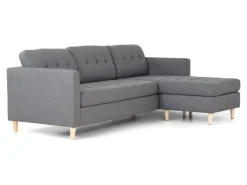 ebuy24 Marino Sofa Chaiselongsofa Rechts oder Links Gewendet in HellGrauen Stoff mit Holzbeinen