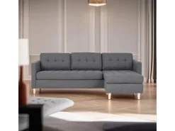 ebuy24 Marino Sofa Chaiselongsofa Rechts oder Links Gewendet in HellGrauen Stoff mit Holzbeinen