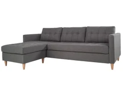ebuy24 Marino Sofa Chaiselongsofa Rechts oder Links Gewendet in HellGrauen Stoff mit Holzbeinen