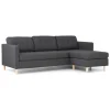 ebuy24 Marino Sofa Chaiselongsofa Rechts oder Links Gewendet in DunkelGrauen Stoff mit Holzbeinen