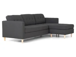ebuy24 Marino Sofa Chaiselongsofa Rechts oder Links Gewendet in DunkelGrauen Stoff mit Holzbeinen