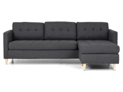 ebuy24 Marino Sofa Chaiselongsofa Rechts oder Links Gewendet in DunkelGrauen Stoff mit Holzbeinen
