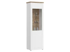 ebuy24 Michigan Vitrinenschrank 1 Tür Matt Weiß Eiche Dekor Weiß