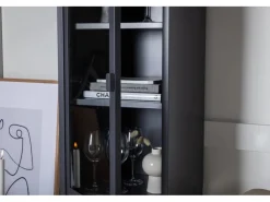 ebuy24 Misha Vitrinenschrank 1 Tür 4 Ablagen Grau* Vitrinen