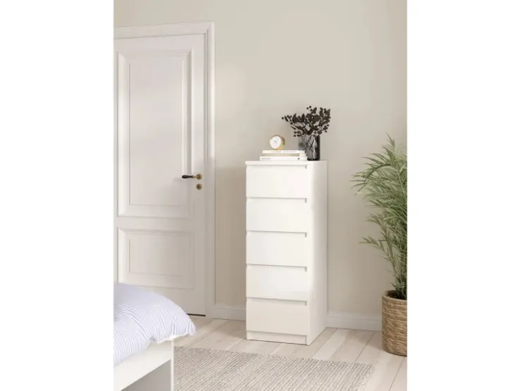 ebuy24 Naia1 Kommode 5 Schubladen Weiß* Bettwäsche|Kommode