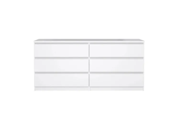 ebuy24 Naia Kommode 6 Schubladen Weiß Hochglanz* Bettwäsche