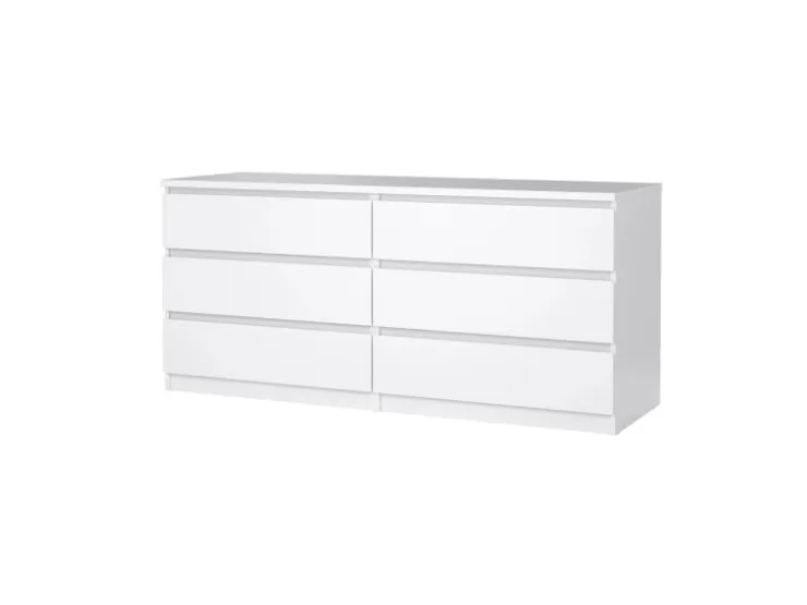 ebuy24 Naia Kommode 6 Schubladen Weiß Hochglanz* Bettwäsche