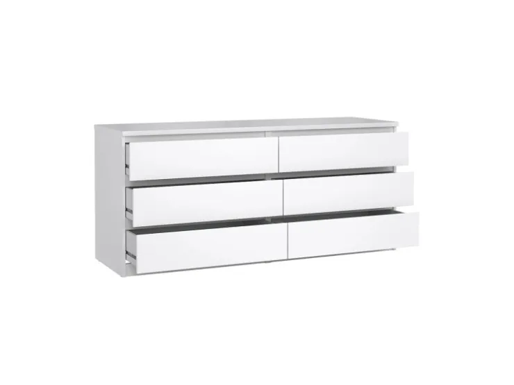 ebuy24 Naia Kommode 6 Schubladen Weiß Hochglanz* Bettwäsche