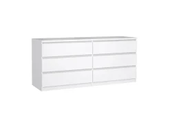 ebuy24 Naia Kommode 6 Schubladen Weiß Hochglanz* Bettwäsche
