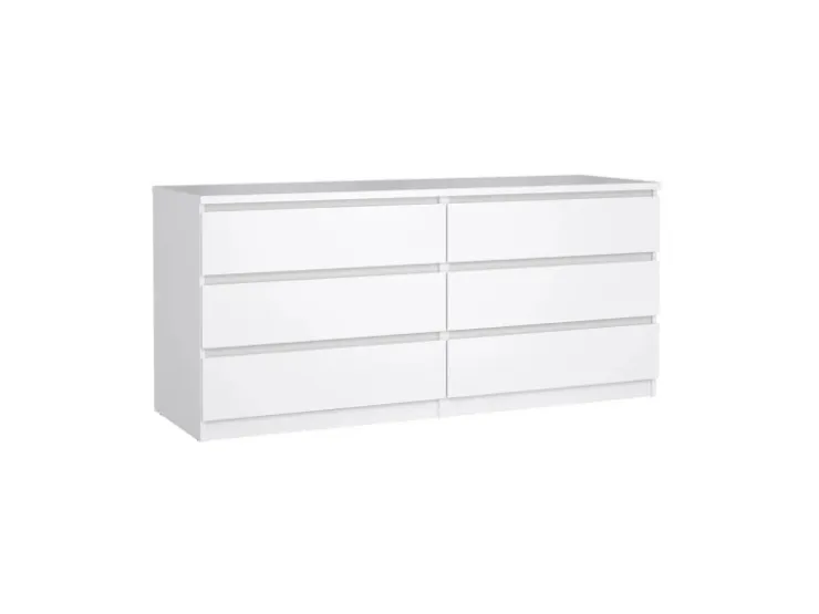 ebuy24 Naia Kommode 6 Schubladen Weiß Hochglanz* Bettwäsche