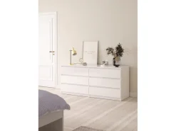 ebuy24 Naia Kommode 6 Schubladen Weiß Hochglanz* Bettwäsche