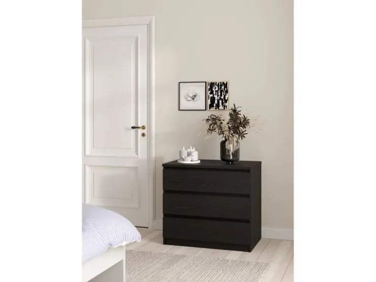 ebuy24 Naia Kommode 3 Schubladen Schwarze Struktur* Kommode