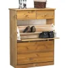 ebuy24 Nelly Schuhschrank 2 Klaptüren 2 Schubladen Kiefer Gebeitzt
