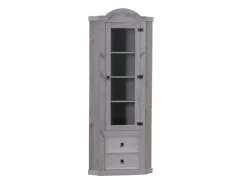 ebuy24 New Mexico Eckschrank mit 1 Glastür und 2 Schubladen in Grau* Vitrinen